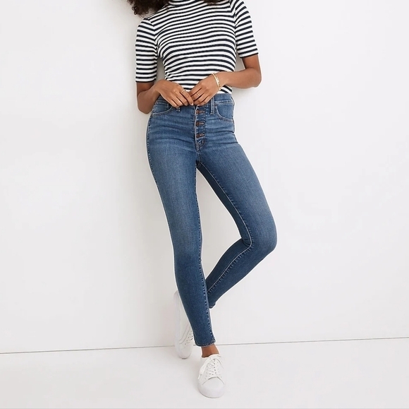 Madewell 10" High-Rise Roadtripper Monroe Wash Supersoft Skinny Jeans 30 - Picture 1 of 8